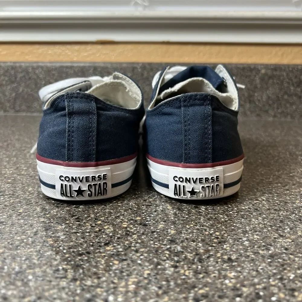 Converse All Star Womens 10 Blue Canvas Sneaker Lace Up Low Mens 8 Double Tongue
